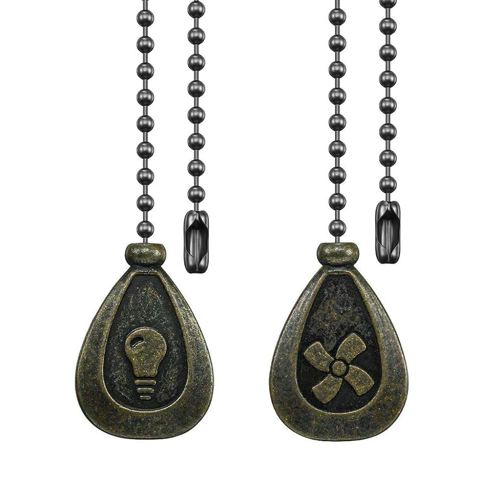 Bronze Ceiling Fan Pull Chain Set, Ceiling Fan Pull Chain Extender Bronze Pendant 12 Inch Chain Ornament Pendant Pull Chain with Connector Ceiling Fan Bulb&Fan Ceiling Fan Pull Chain (2 Pack)