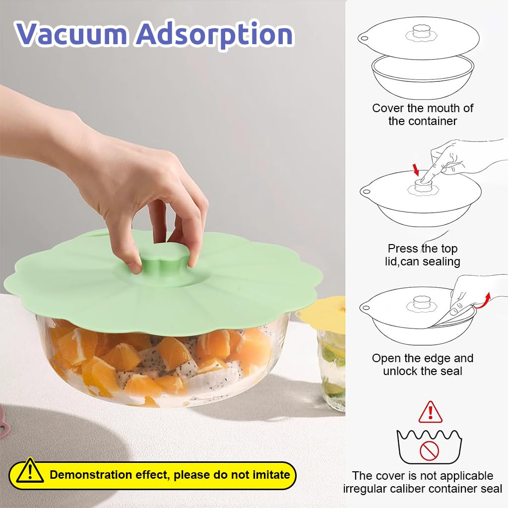HASTHIP® Silicone Bowl Lids, 5 Sizes Silicone Lids for Food and Bowl Covers Silicone Covers for Food Safe Silicone Bowl Covers Silicone Food Covers Silicone Pot Cover Microwave Cover, Multicolor
