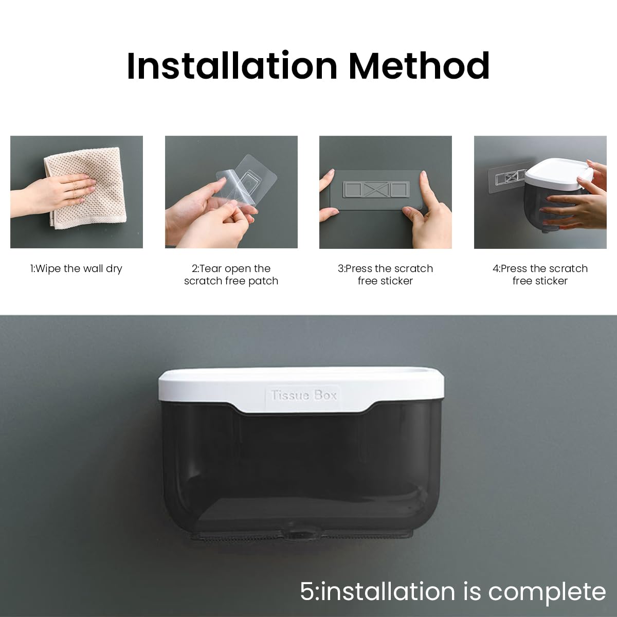 HASTHIP Toilet Paper Holder for Bathroom with Utility Shelf 20x12x12cm | ABS Plastic Wall Mount Design