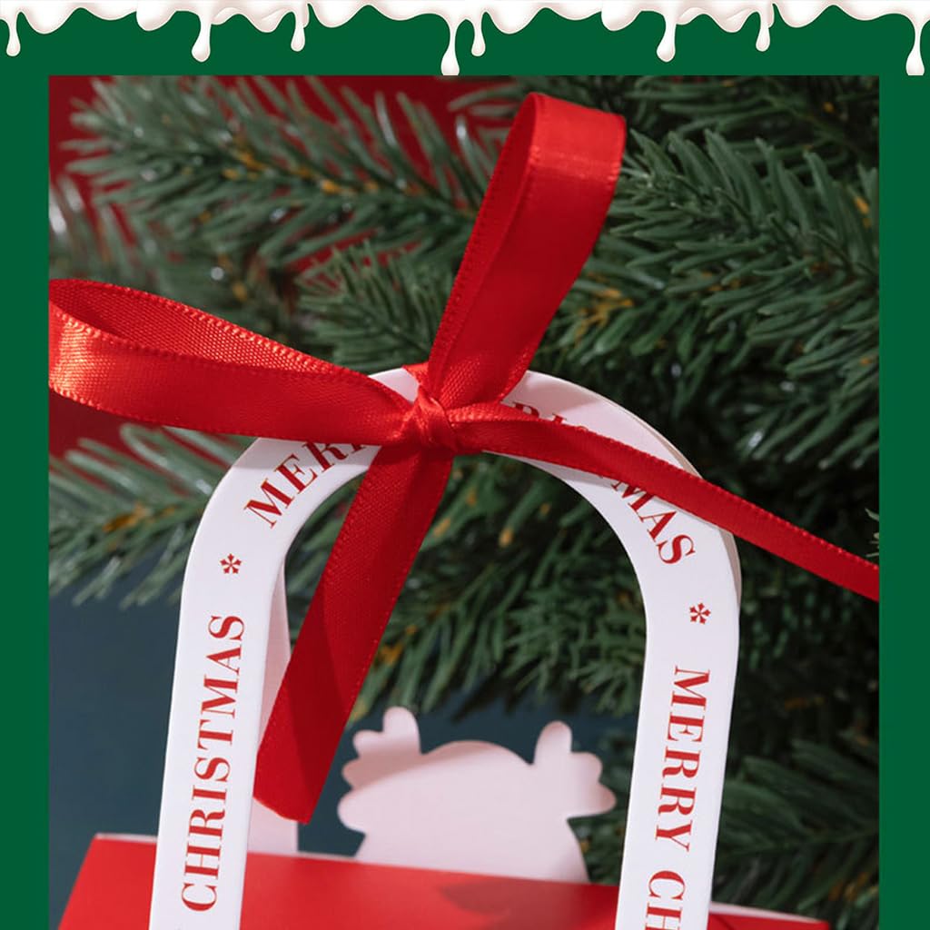 HASTHIP Christmas Gift Box Set for Holiday Packing with Handle and Ribbon | 20pcs 10x5.2x15.5cm Paper Boxes