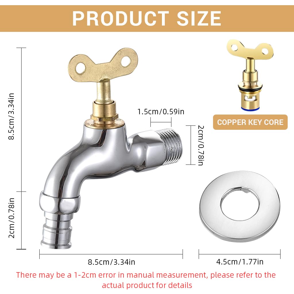 HASTHIP Lockable Faucet for Outdoor Spigots with 2 in 1 Key Valve and Zinc Alloy Body | Prevent Water Theft