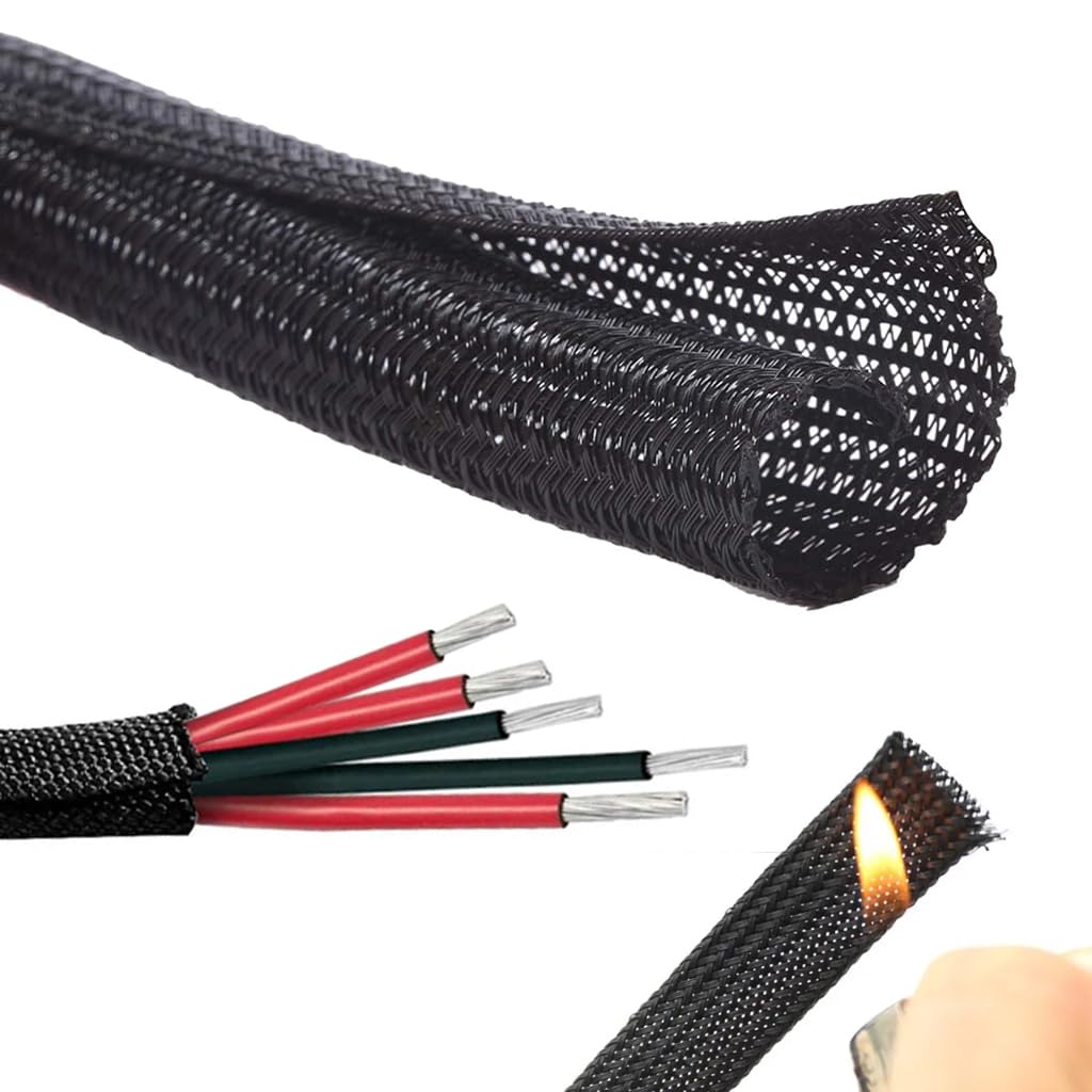 HASTHIP® Funda Organizador de Cables 6.6ft - Manga Autoblocante de Poliéster,Recortable,Resistente al Desgaste y al Calor para Gestión Cables en Hogar y Oficina