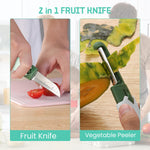 2 in 1 Stainless Steel Fruit Knife Peeler, Vegetable Peeler Dual-Use Knife for Potato Cucumber Carrot Scrapper Double Edge Serrated Portable Peeling