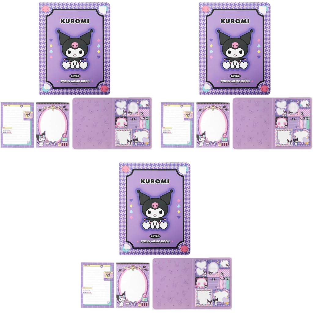 HASTHIP Sticky Notes 330 pcs Kuromi Kawaii Set featuring 11 Styles for School and Office | Cute Bookmark Design for Girls