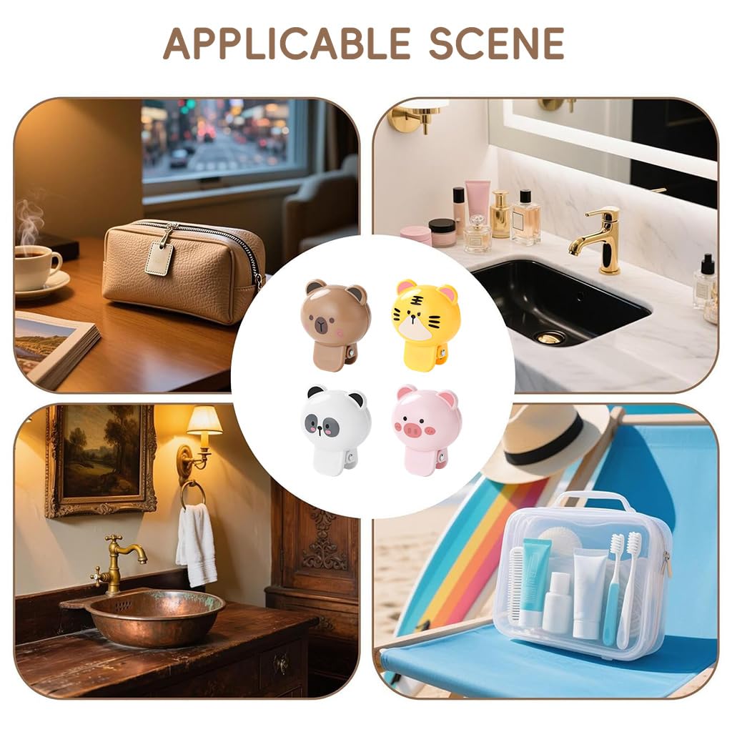 HASTHIP Toothbrush Head Covers for Travel and Home with Dustproof Design | 4Pcs Cute Animal Protectors for Kids and Adults