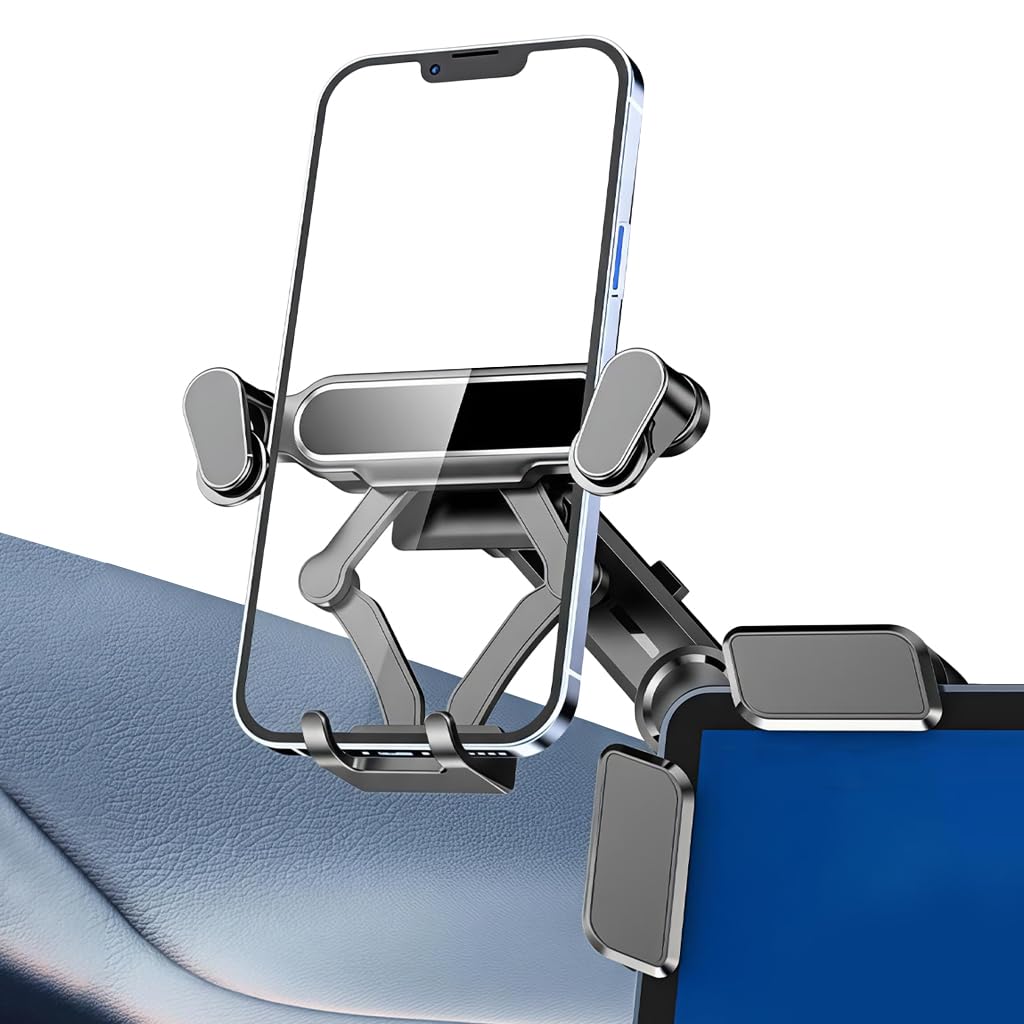 HASTHIP® STHIRA Car Phone Mobile Holder Mount for Tesla Display, Clip-On Holder for 6-15mm Screen Thickness, Fits 4.7-6.8'' Smartphones, Display Corner Mount with 90°/180° Adjustable Viewing Angles