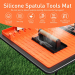 HASTHIP® Silicone Grill Mat Compatible - Utensils Organizer Mat - Kitchen Drain Mat - Silicone Griddle Tools Mat with Drip Pad - Heat Resistant Grill Mat - Seasoning Bottles Tray & Kitchen Utensils