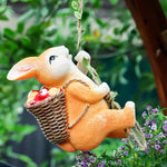 HASTHIP Cute Resin Climbing Bunny for Planters featuring Rope & Hook | Whimsical Home Decor