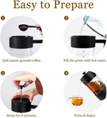 HASTHIP French Press Coffee Maker for Coffee and Tea with 3 Layer Filtration 600 ml Borosilicate Glass