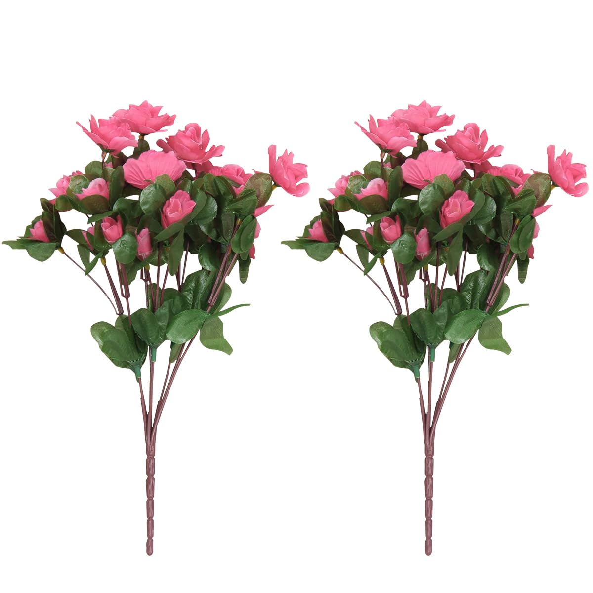 HASTHIP Rhododendron Artificial Flowers for Home and Wedding Decor with 2 Bouquets 33cm | Pink Retro Style Simulated Blooms