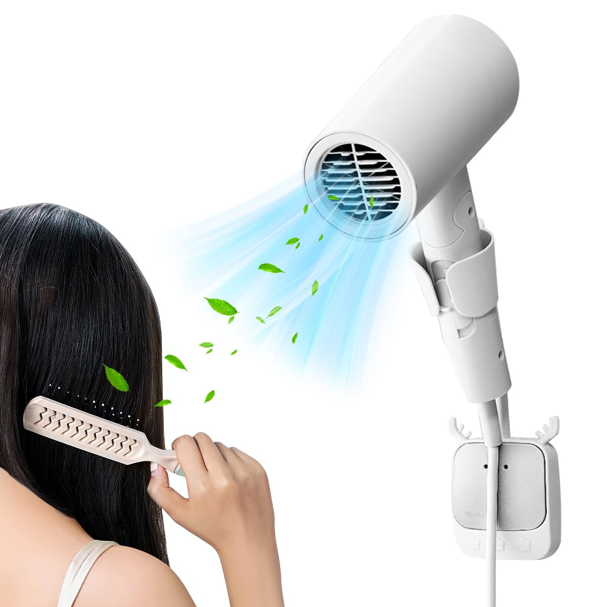 HASTHIP Hair Dryer Stand for Bathroom with 180 Degree Rotating Arm and Self Adhesive Mount