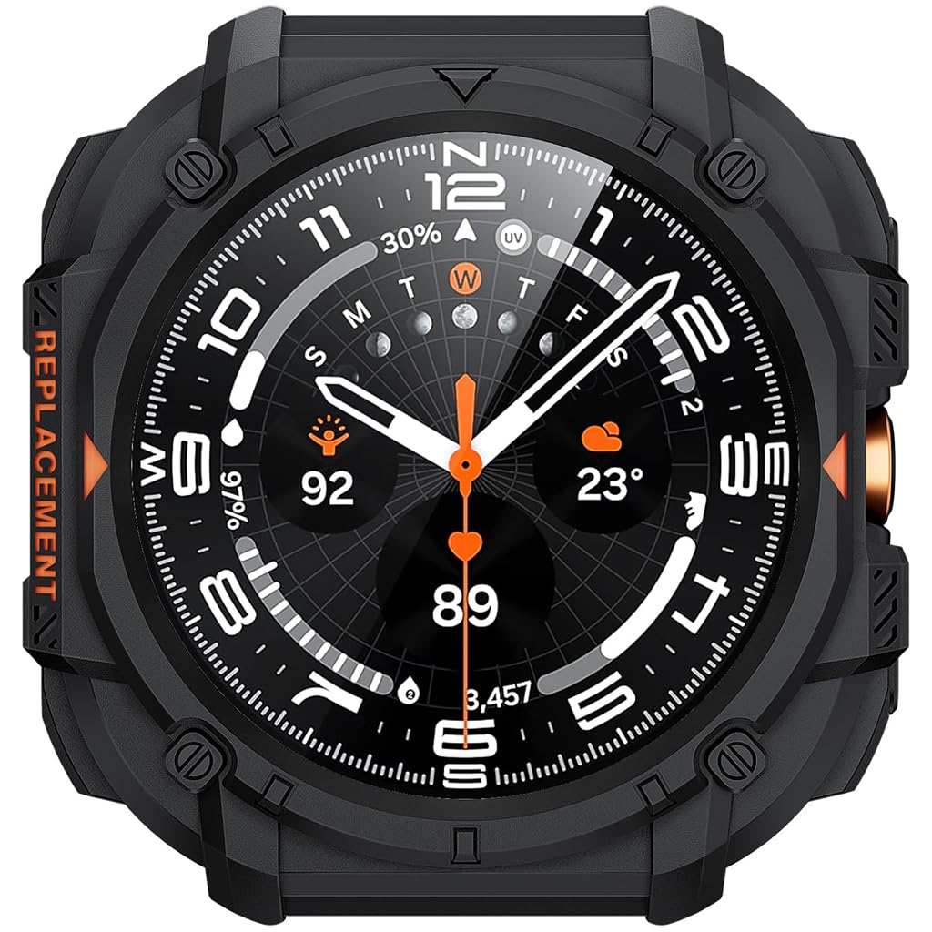 ZORBES® for Samsung Galaxy Watch Ultra 47mm(2024/2025) Case, Rugged Sport Watch Case, Durable Snap-on TPU Protective Cover with Full Edge Guard, Fashion Watch Guard Accessory, Black