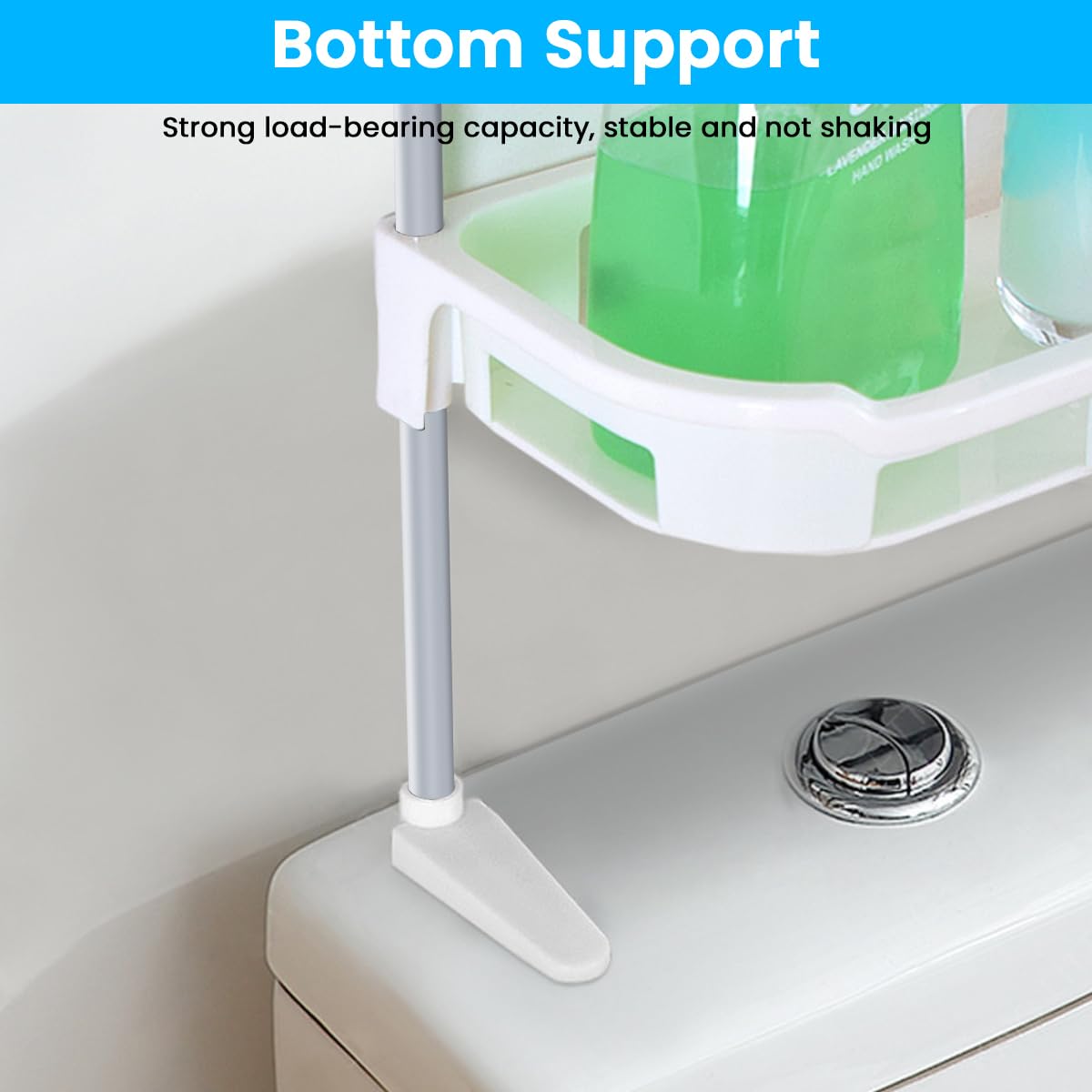 HASTHIP Bathroom Organizer for Over Toilet Storage with No Drill Adhesive Setup | 3 Tier 34x87cm PP Rack