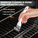 HASTHIP 2 in 1 Oil Stain Scrubber Brush for Baking Racks with Tail Scraper and Curved Bristles