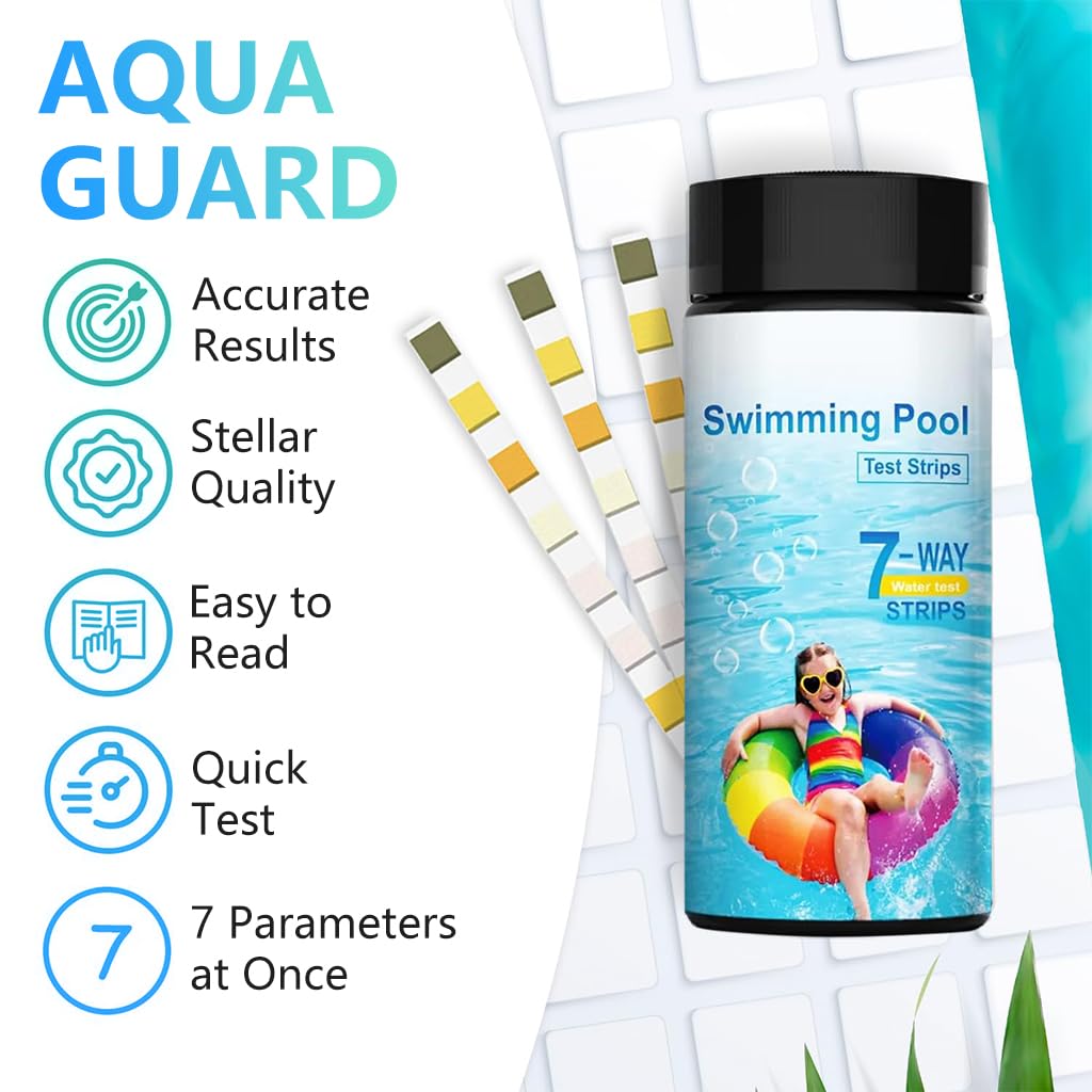 HASTHIP Pool Test Strips for Spa and Hot Tub Water Testing with 100 Counts | 7-in-1 PVC Accurate Results