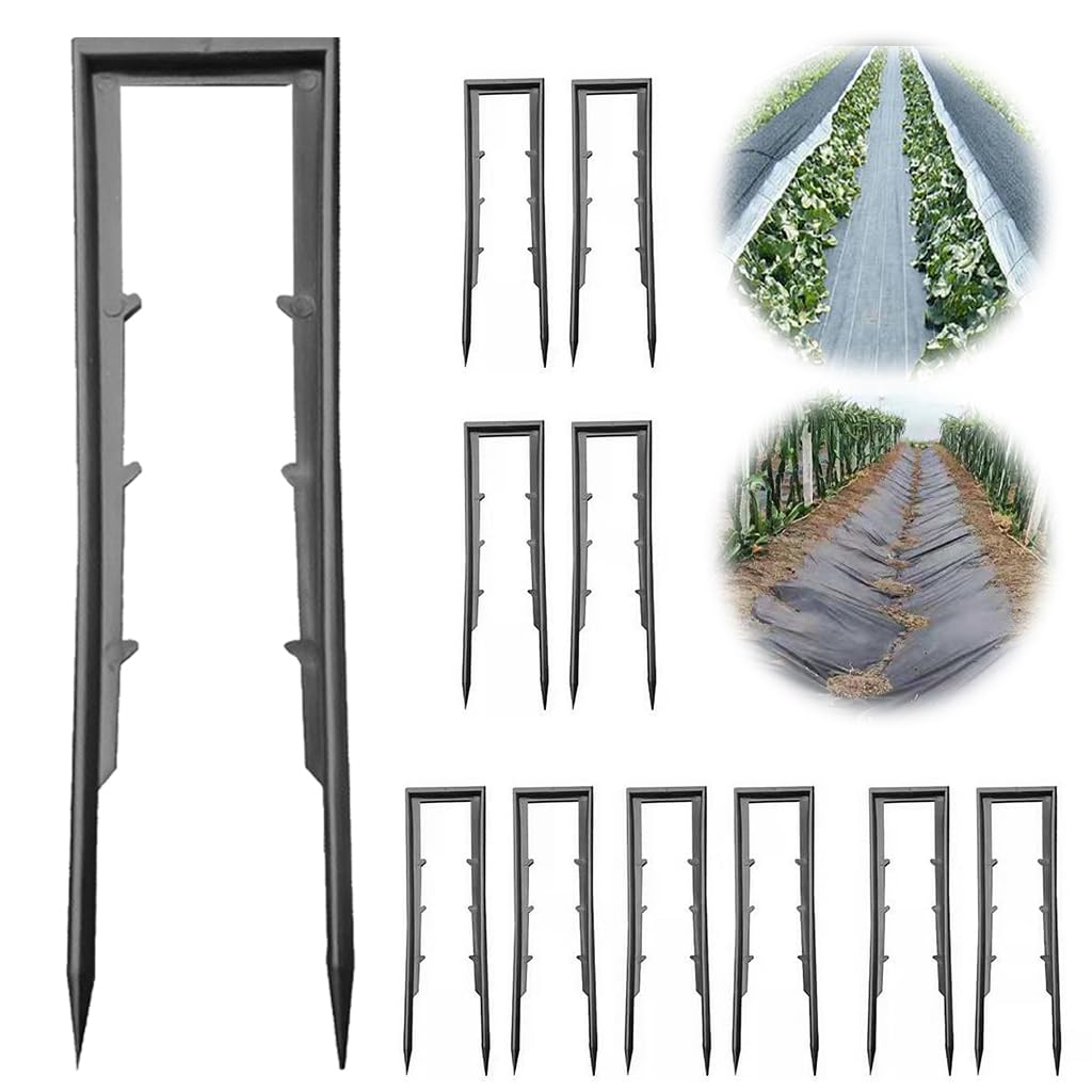 HASTHIP® 100Pcs Landscape Staples Plastic U-shaped Garden Pegs Staples for Weed Barrier Fabric Landscape Fabric Staples for Artificial Turf, Weed Barrier Fabric, Lawn Decoration, 4cmx15cm