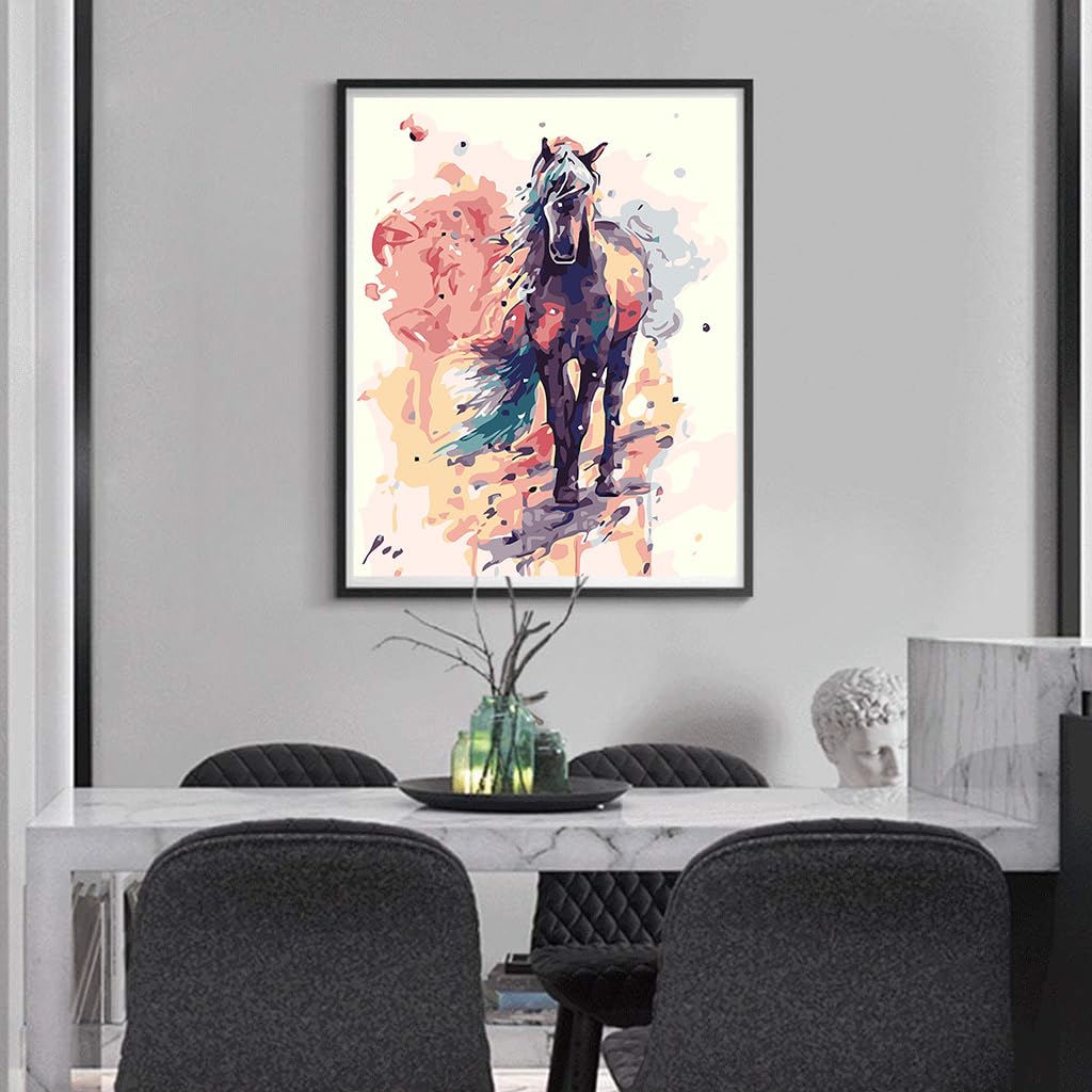 HASTHIP® Paint By Numbers For Adults, Diy Aesthetic Horse Canvas Painting With Brushes Pigments, Art Craft Set For Home Decor, Gift For Teens Adults (16X20Inch, Horse), Multicolor