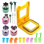 HASTHIP® DIY Sandwich Maker Cutter and Sealer Set Stainless Steel Biscuit Mold, 10Pcs Cartoon Mini Fruit Forks DIY Homemade Bread Sandwich Maker Molds Sandwich Press Mold Cutter and Sealer