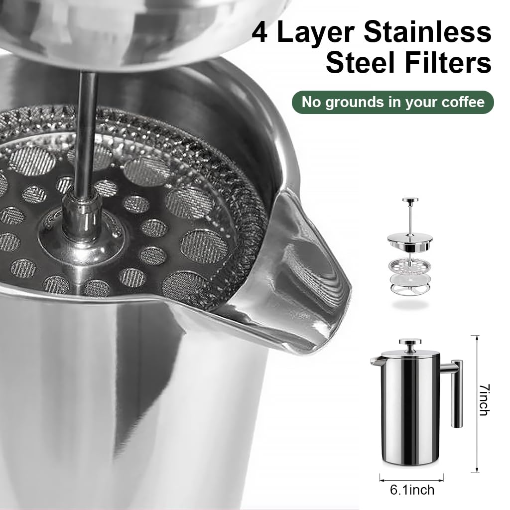 Stainless Steel Metal Coffee Plunger HASTHIP® French Press Coffee