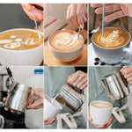 HASTHIP Milk Frothing Pitcher 20oz with Scale and Decorating Pen for Latte Art | Stainless Steel Barista Tool