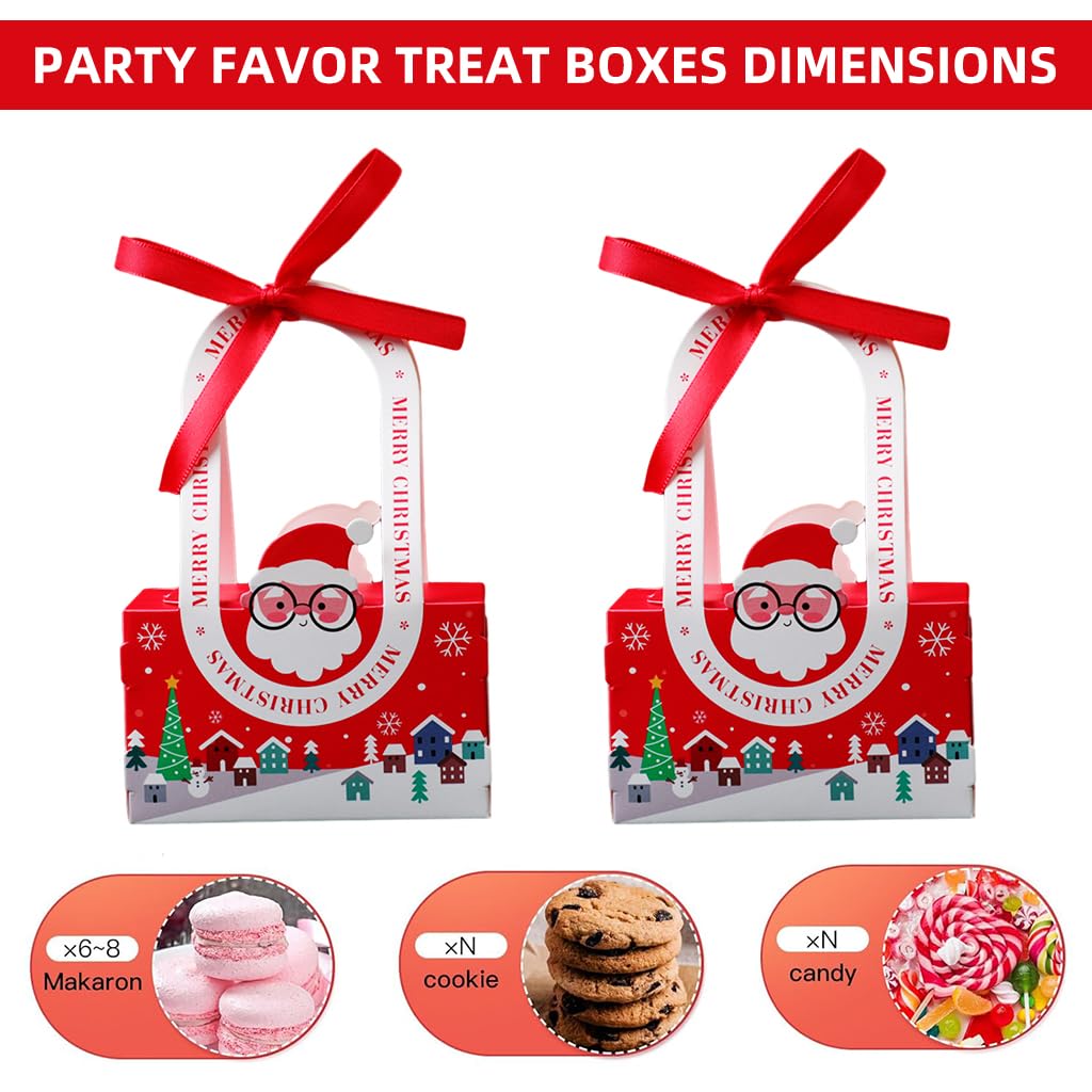 10Pcs Christmas Gift Packing Box with Ribbon Cute Santa Claus Christmas Gift Boxes Candy Gift Package Box DIY Christmas Gift Packing Paper Box with Handles X'mas Gift Box