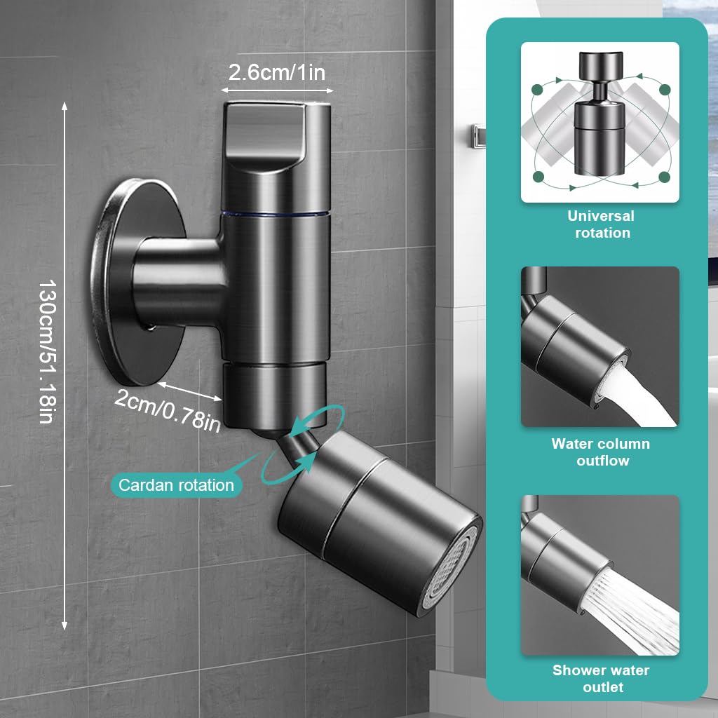 HASTHIP Laundry Faucet for Home with 360° Swivel Spout and Dual Spray Modes | Universal 1/2'' Wall Mount