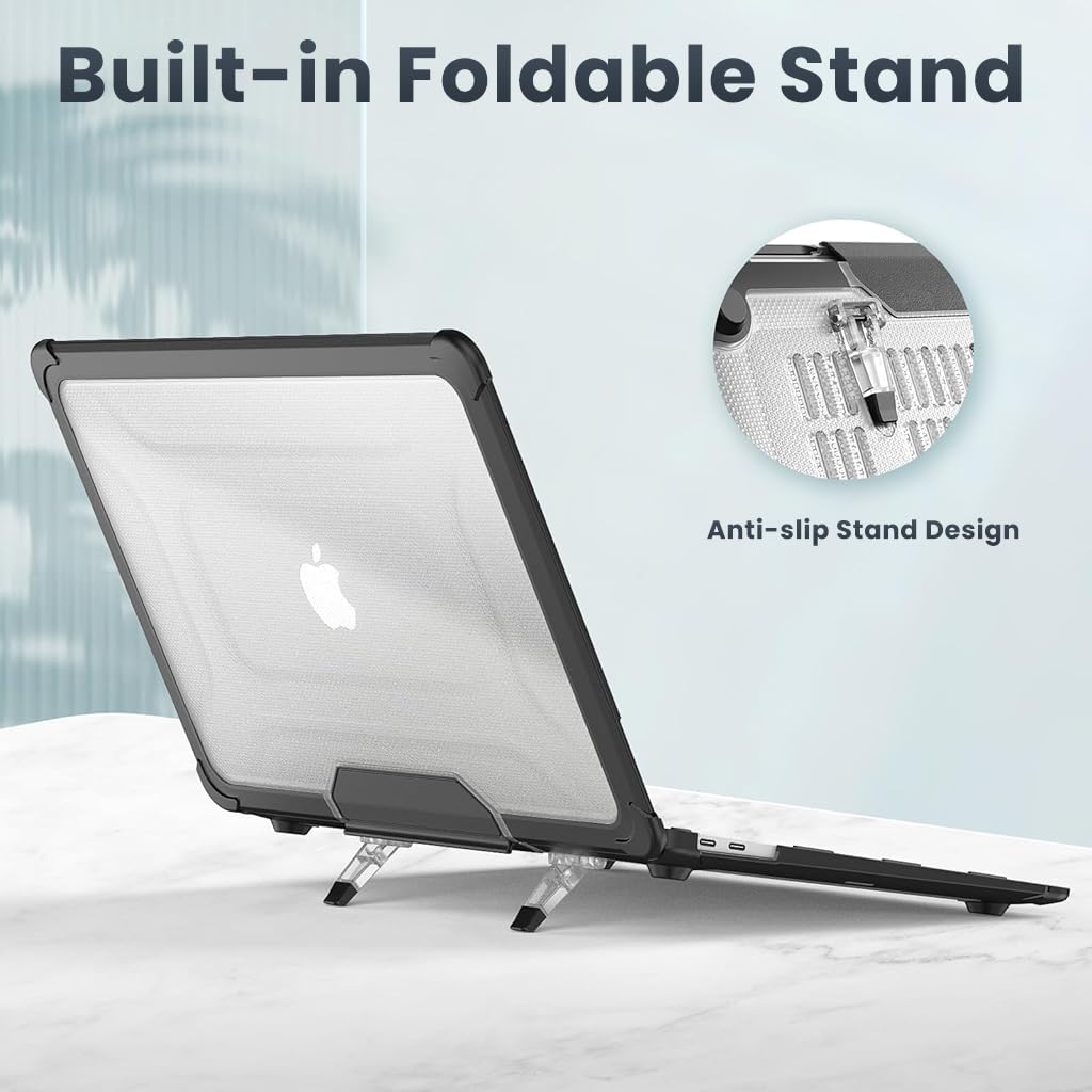 HASTHIP MacBook Air 13.3 inch Case with Folding Kickstand and TPU Bumper Edge | Matte PC Shell