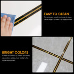 HASTHIP Floor Tiles Stickers for Walls and Floors with Self Adhesive PVC Design 2.5cm×5m | Black Golden Waterproof Tape