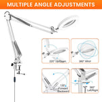 HASTHIP Desk Magnifying Glass for Crafting and Electronics Repair with 5X Lens | Flexible Metal Arm and USB LED Light