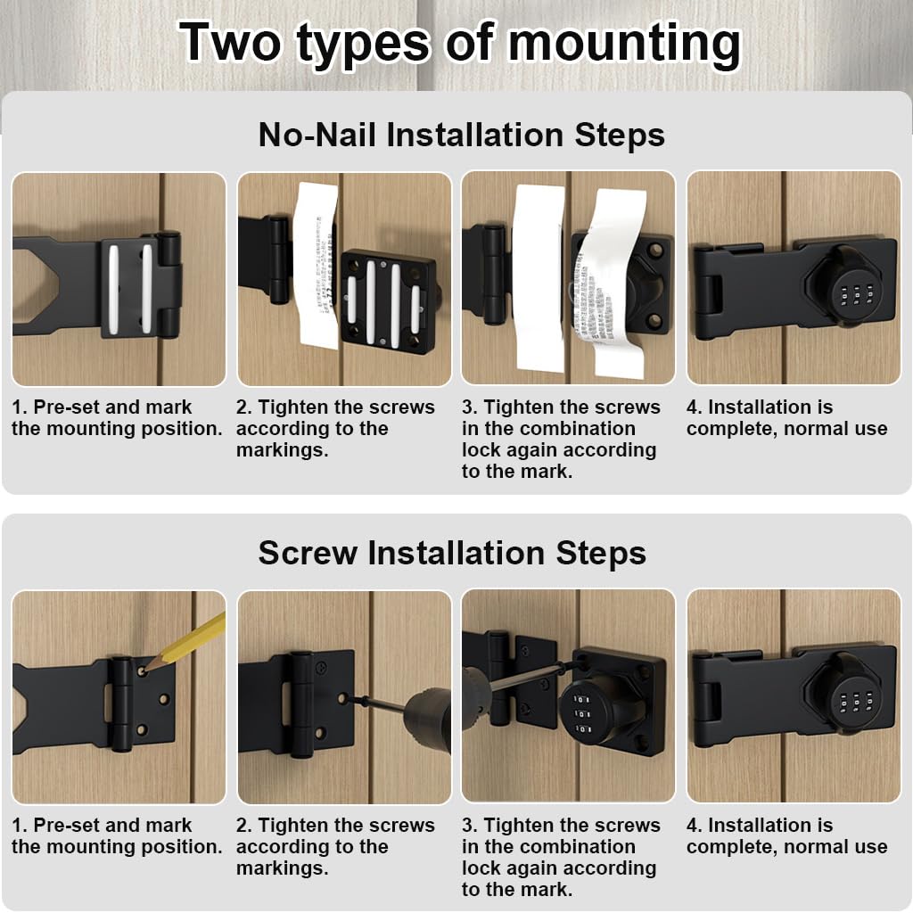 HASTHIP Cabinet Password Lock for Small Doors and Cabinets featuring 3 Digit Combination | Black Zinc Alloy 3 PCS Set