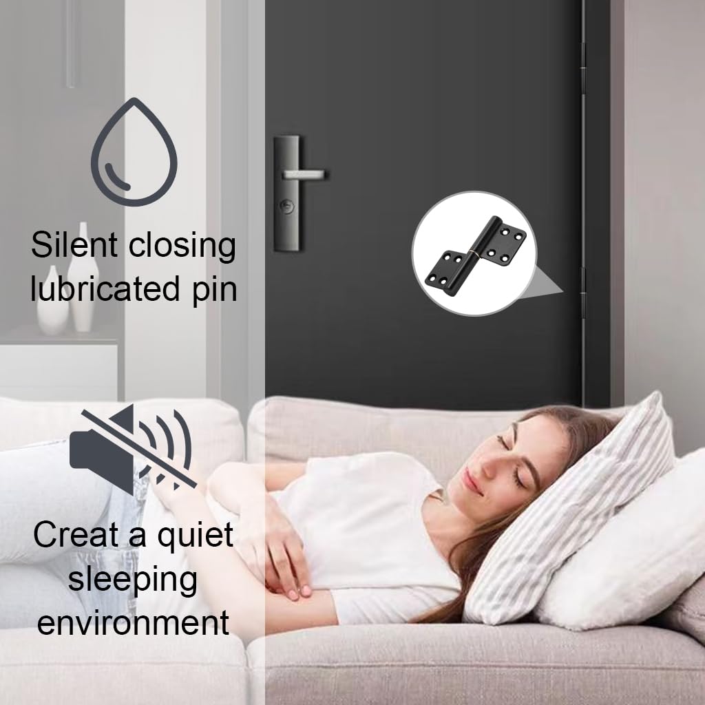 HASTHIP Door Hinges Kit for Cabinets and Furniture with Dual Panel Design and Screw Pack | Pre Punched Aluminum Hinges for Silent Smooth Operation