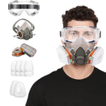 HASTHIP® Respirator Mask Reusable Half Face Gas Cover 6200 Half Facepiece Reusable Respirator with Anti-Fog Safety Goggle, for Painting, Organic Vapor, Welding, Polishing, Woodworking