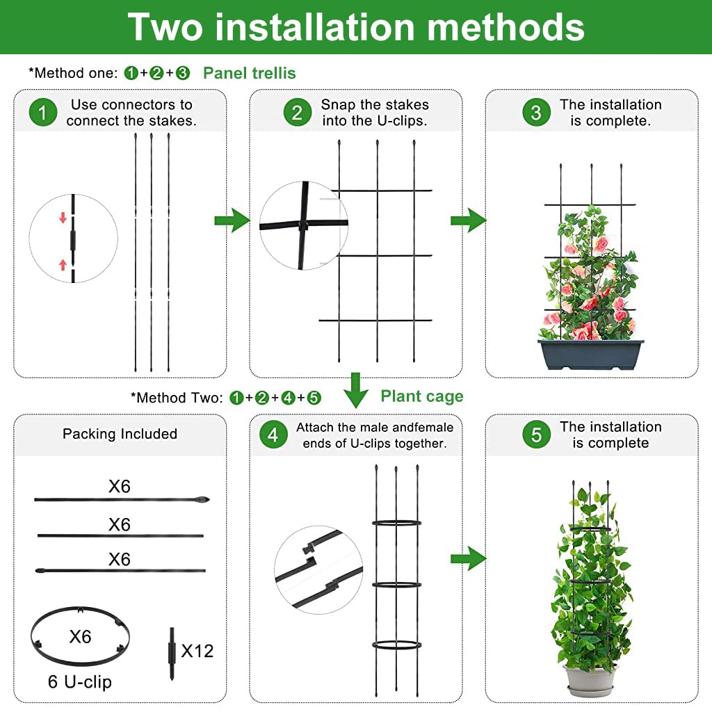 110 * 22CM Garden Plant Support Cages Stakes for Vine, Flower, Vegetable, Pot Trellis, Round Climber Plant Support for Home Indoor & Outdoor