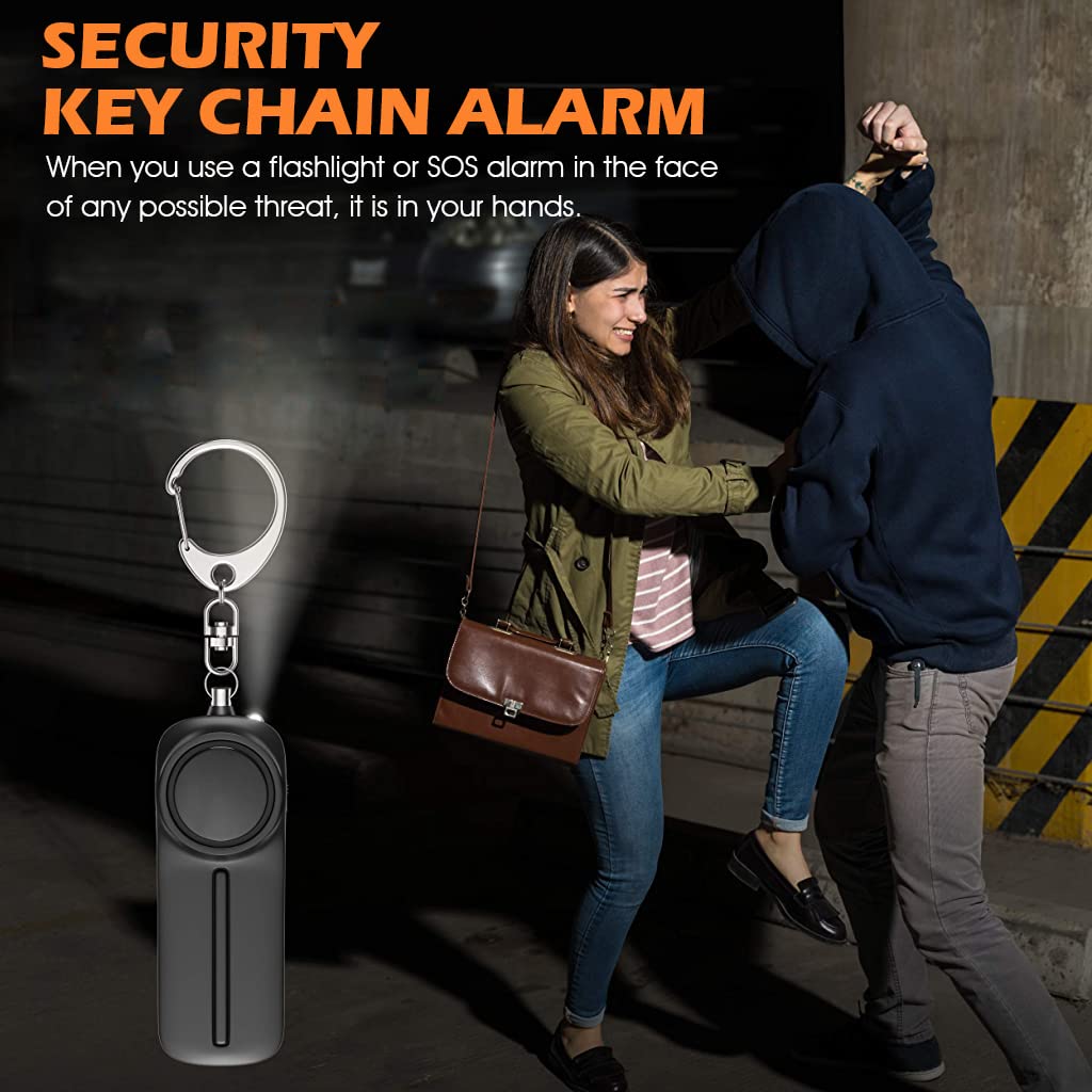 Supvox® Safety Gadgets for Self Defence, Safety Siren Keychain Loud Alarm for Women's Protection, 130 dB Loud Safety Siren Whistle with LED Light for Men, Children, Elderly, Without Battery (Black)