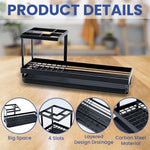 HASTHIP Toothbrush Holder for Bathroom with Pull Out Drip Tray and Cup Drain Rack | Metal Black Organizer Stand