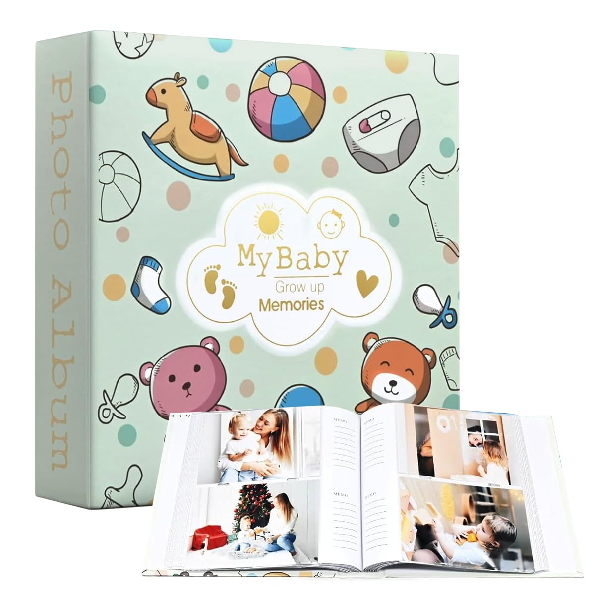 HASTHIP Pregnancy Journal for 200 6 inch Photos with Cartoon Hardcover & Note Pages | Baby Shower Gift for Mom to Be