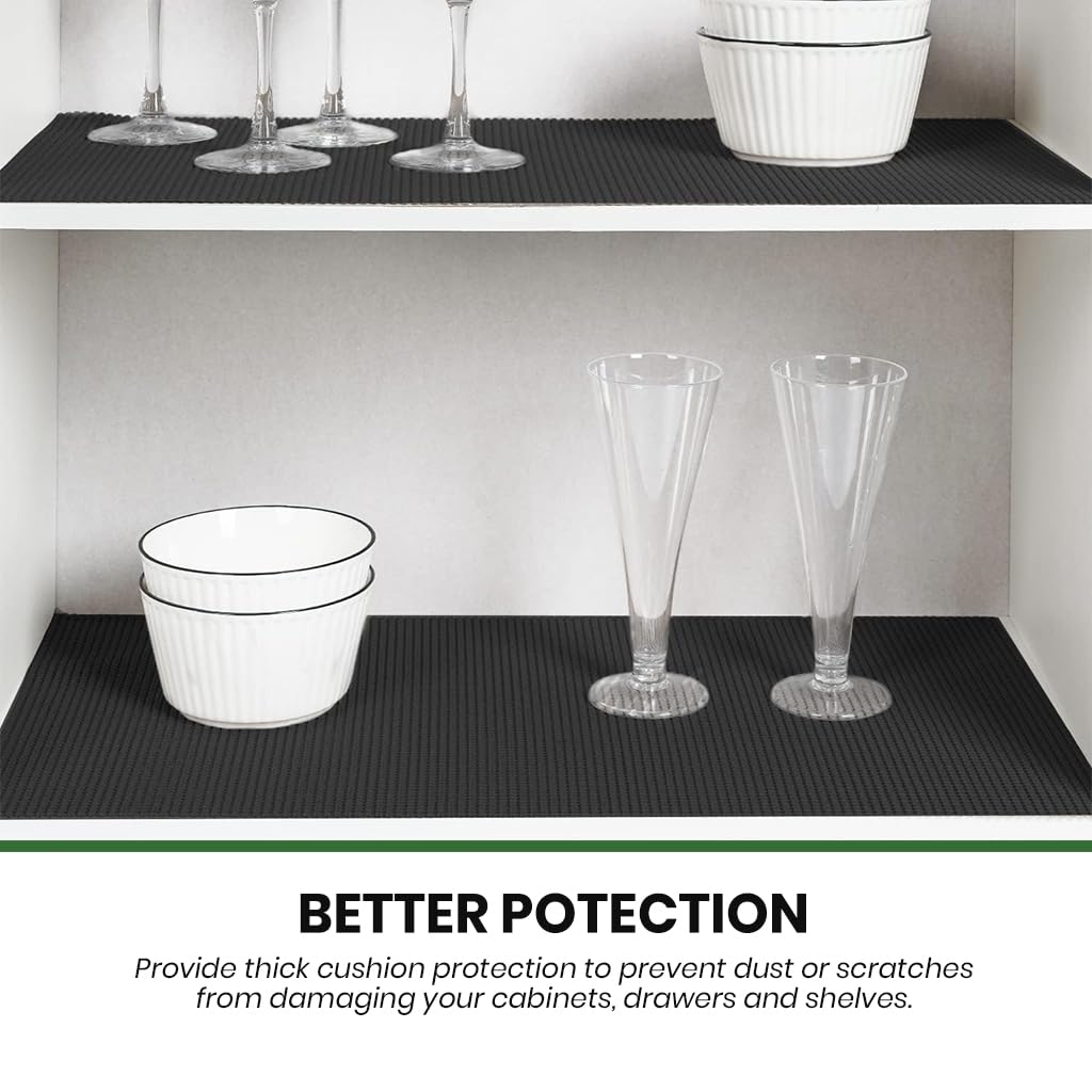 HASTHIP PVC Shelf Liner 40cm x 300cm for Fridge and Kitchen Shelves featuring Checked Anti Slip Waterproof Design