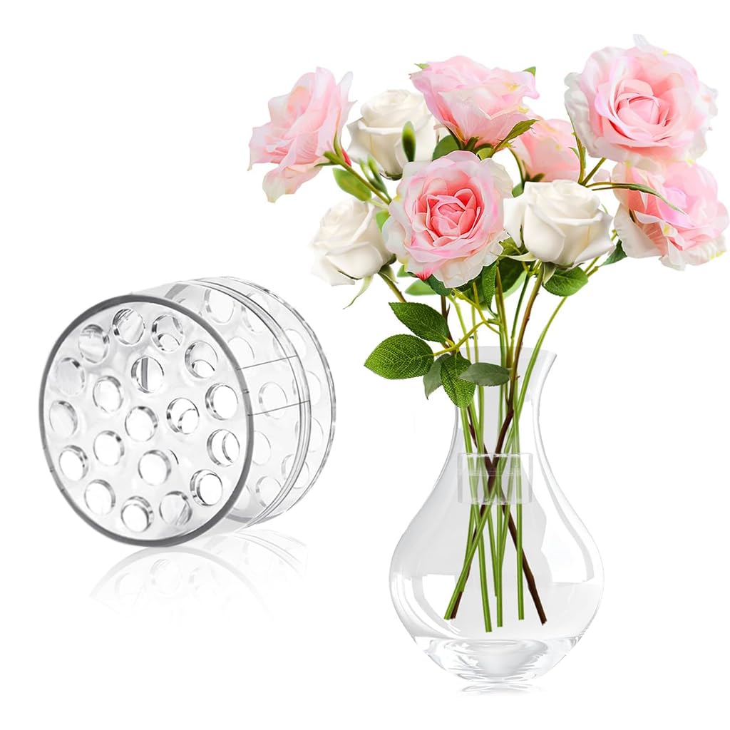 HASTHIP Flower Arrangement Stem Holder for Vase with Spiral Design and Crystal Acrylic Build