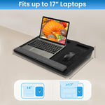 HASTHIP® Laptop Top Table On Knee,Mobile On-Knee Desk with Mouse Pad,Tablet & Phone Slot Arm Wrist Rest Backside Soft Table Riser Design Writing Desk Mobile On Knee Wooden with Handle