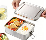HASTHIP® Bento Box de Acero Inoxidable 850ml,Fiambrera Infantil y Adultos con Compartimento Extraíble,Lunch Box Hermética y Portátil Contenedor para Sándwiches Aperitivos Duradera Apta para