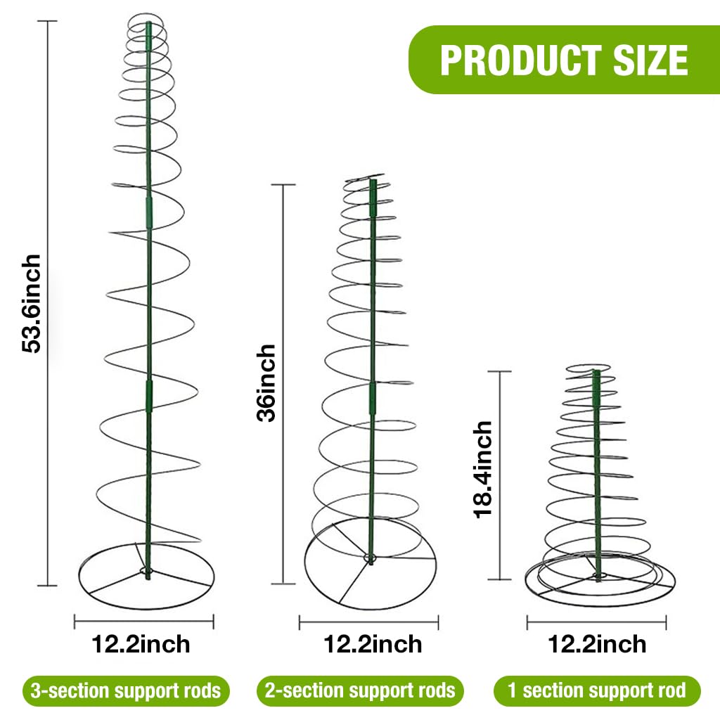 HASTHIP® 2 Sets Plants Trellis Iron Adjustable 53.6 Inches Spiral Up Climbing Trellis DIY Assembly Plant Climb Up Trellis Garden Climbing Plants Trellis for Beans, Vine, Flower Pot