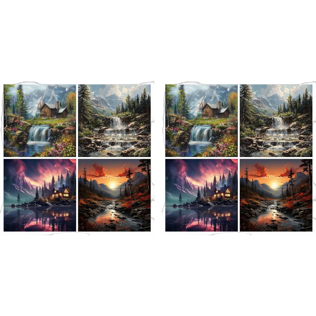 HASTHIP Diamond Art Painting Kit for Home Wall Decor featuring 4PCS 11.8 x 11.8 in Scenery | DIY Gift for Beginners