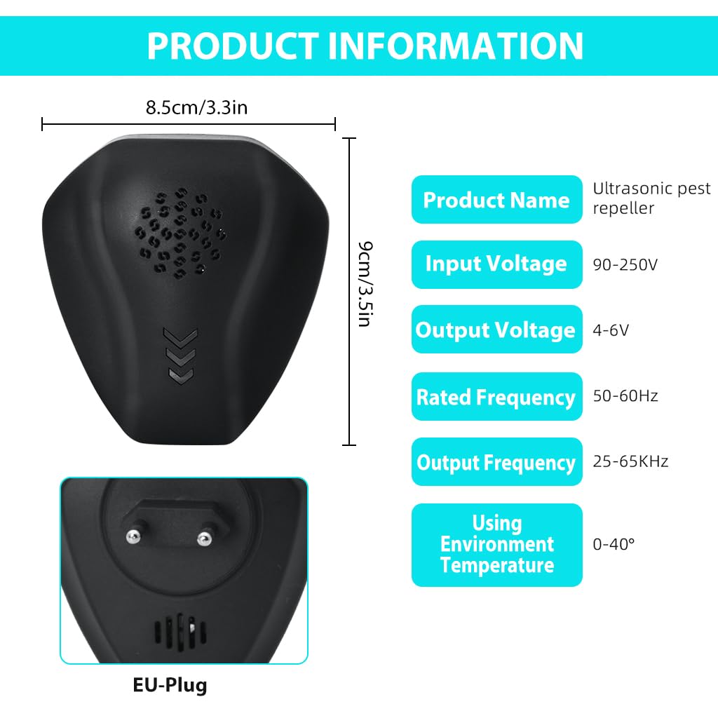 HASTHIP Ultrasonic Pest Repeller for Indoor Home Use with Smart Frequency Technology | Silent Plug-In Pest Control Device for Rodents, Mosquitoes and Cockroaches