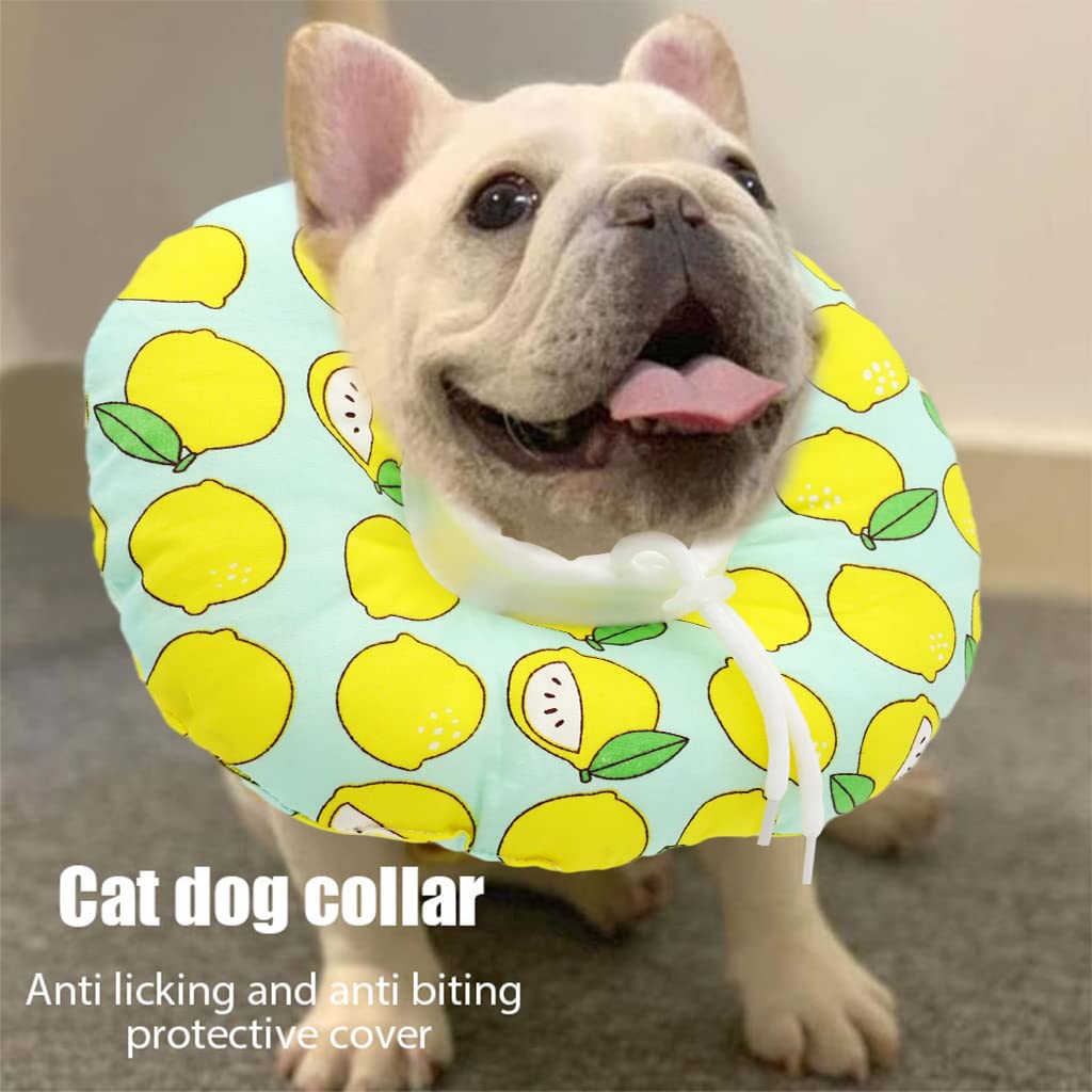 Qpets® Cat Cone Collar Comfy & Soft Stuffed PP Cotton Adjustable Size Machine Washable, After Surgery for Anti-Licking Dog Cone Collar,Surgery Recovery Collar for Pet (S :12-22cm)