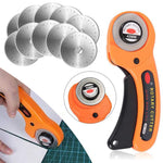 HASTHIP Roller Cutter for Fabric with 10pcs 45mm Alloy Steel Blades and Safety Lock | Ergonomic Handle for Sewing and Leather Craft