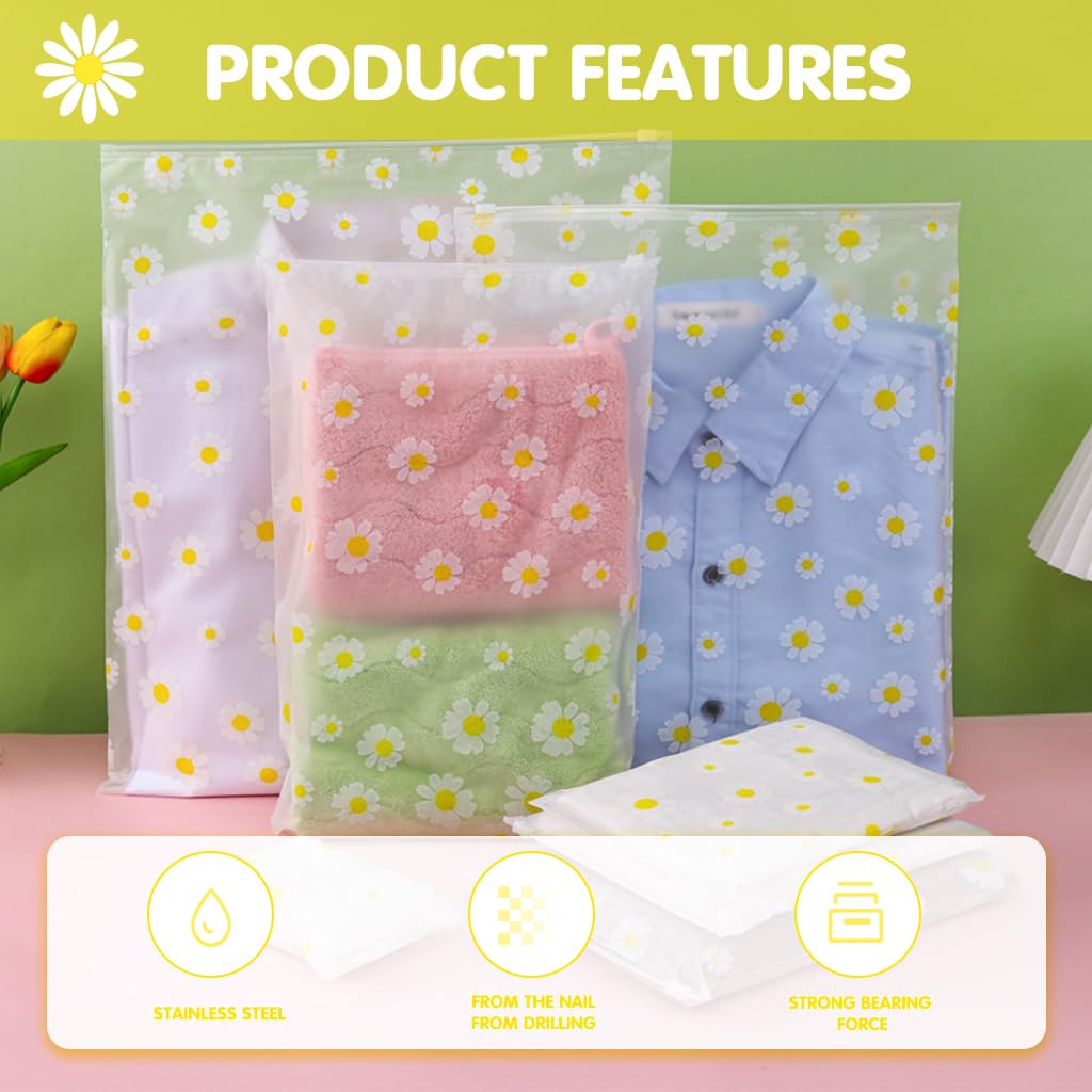 HASTHIP Clothing Storage Bags for Travel and Home with Zip Lock | 10 Pcs Matte PEVA Daisy Print