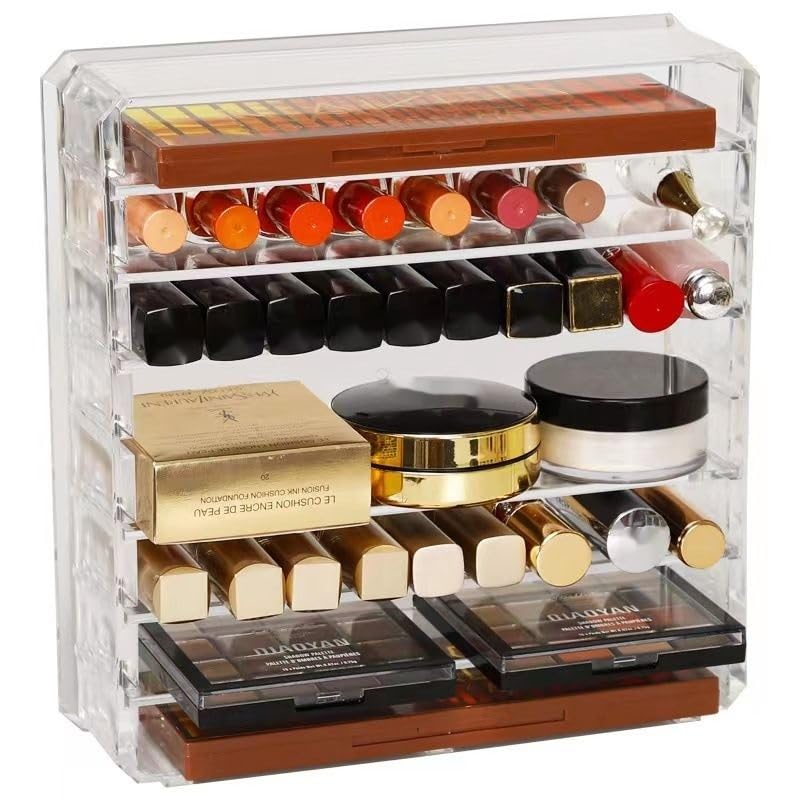 HASTHIP® Organizador de Paletas de Sombras Ojos Acrílico Transparente con Compartimentos para Maquillaje y Accesorios Belleza