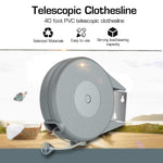 HASTHIP Retractable Clothesline for Indoor and Outdoor Drying with 39ft PVC Line and Wooden Clips | Supports 30lbs