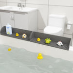 HASTHIP Silicone Water Splash Guard for Bathtub with Suction Cup L Shape | 20x3.6x3.8 in Grooved Surface Design