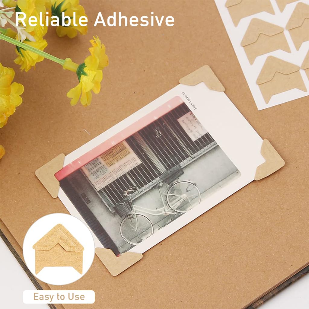HASTHIP Photo Corner Stickers for Scrapbooking and Albums with 10 Sheets 2x2 cm Beige